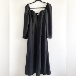 Wilfred Plunge Front Maxi Slit Dress (Black)